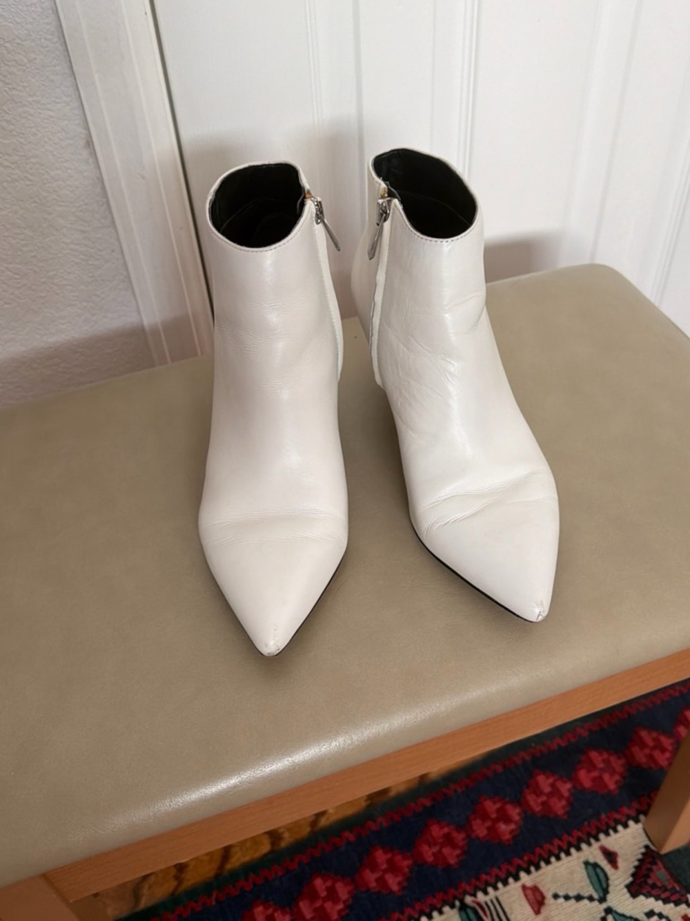 Sam Edelman White Pointed-Toe Ankle Booties 8